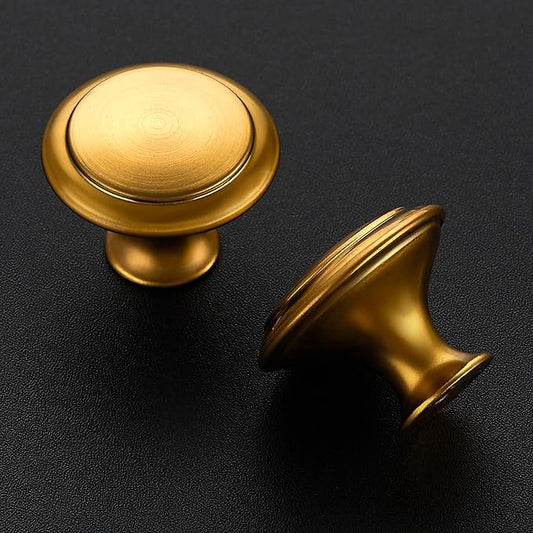 JOY DECOR 10 Pack Gold Cabinet Drawer Hardware 30mm Kitchen Cabinet Knobs Drawer Pulls with Installation Screws for Dressers Kitchens Cupboard