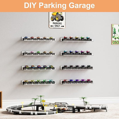 upsimples 12 Pack Acrylic Shelves Wall Organizer and Storage, 15" Display Shelf for Figure, Toy Cars, Perfume, Kids Bookshelf for Bedroom, Nursery, Craft Room, Clear