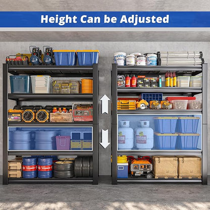 REIBII 3010LBS Garage Shelving 72" H Garage Shelving Heavy Duty Industrial Metal Shelving 5 Tier Adjustable Shelves for Storage for Kitchen Pantry Warehouse Basement 72" H x 35.5" W x 16" D, Black
