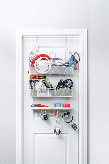 Over The Door #3300 Hanging Storage for Keys and Pet Supplies, All in One Rack in Bone Color