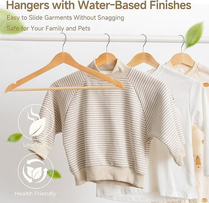 StorageWorks Clothes Hangers, Wooden Hangers 20 Pack for Closet, Wood Hangers for Coats, Shirts, Jackets, Pants, Suits, Natural Wood Color