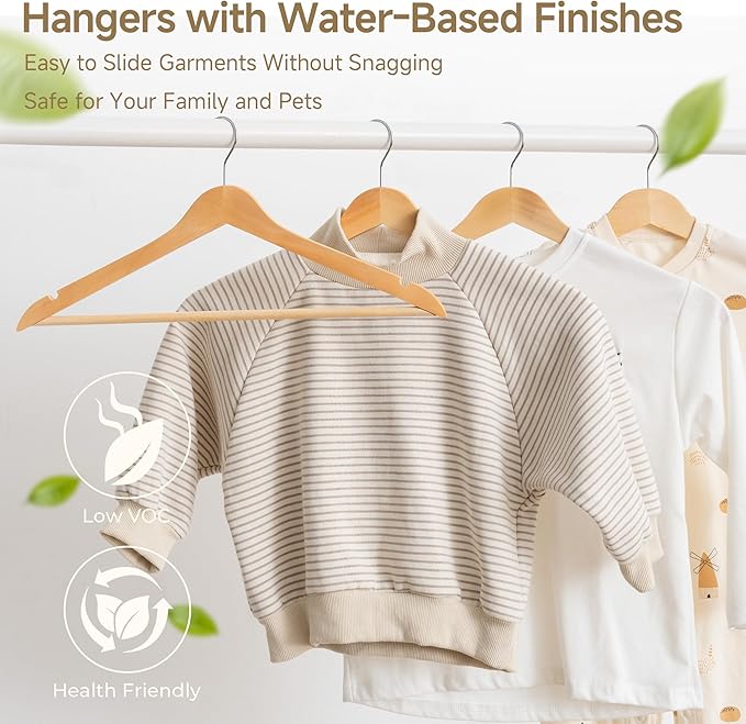 StorageWorks Clothes Hangers, Wooden Hangers 30 Pack for Closet, Wood Hangers for Coats, Shirts, Jackets, Pants, Suits, Natural Wood Color