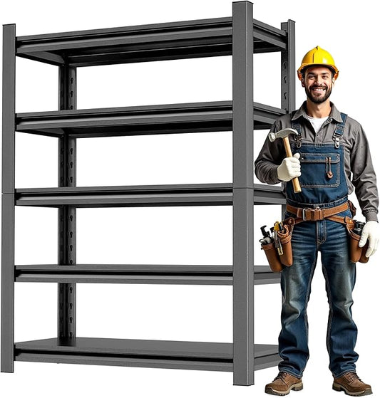 Heavy Duty Garage Shelving,78" Hx48 Wx18 D 5-Tier Storage Shelves,3000 lbs Capacity,Easy Assembly Adjustable Stainless Metal Shelf,Suitable for Garage Basement Office Farmhouse etc
