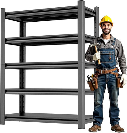 Heavy Duty Garage Shelving,78" Hx39 Wx16 D 5-Tier Storage Shelves,3000 lbs Capacity,Easy Assembly Adjustable Stainless Metal Shelf,Suitable for Garage Basement Office Farmhouse etc