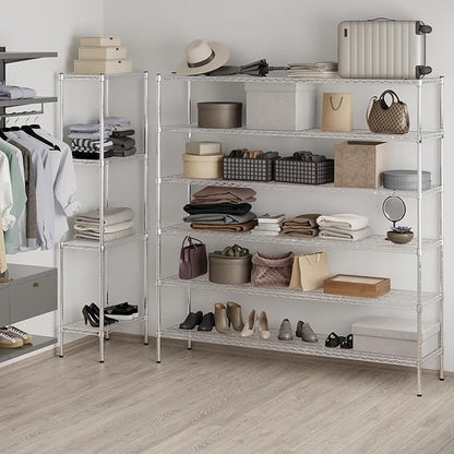 18" Deep x 72" Wide x 74" Height Wire Shelving Kit | 6-Tier | NSF Commercial Storage Rack Unit
