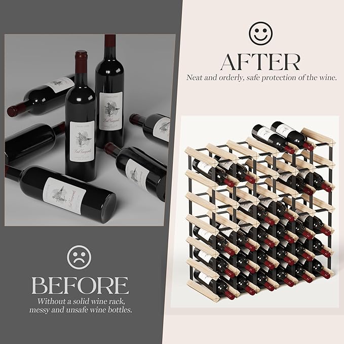 Urban Deco Wooden Wine Rack Countertop- Stylish Wine Racks for Cabinets, Perfect for Organizing and Displaying Your Wine Collection, Durable & Space-Saving Wine Storage Solution(42 Bottles)