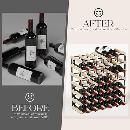 Urban Deco Wooden Wine Rack Countertop- Stylish Wine Racks for Cabinets, Perfect for Organizing and Displaying Your Wine Collection, Durable & Space-Saving Wine Storage Solution(42 Bottles)
