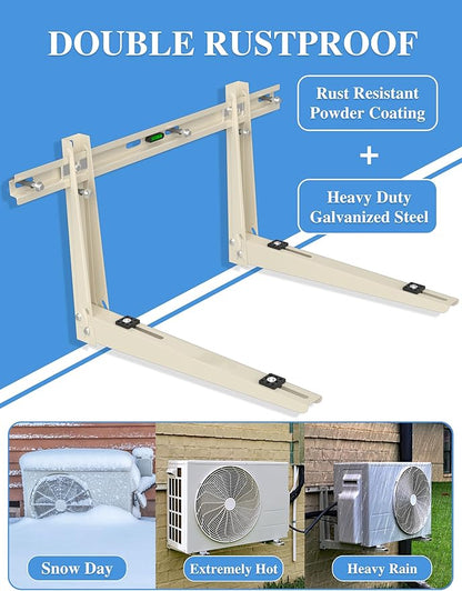 Mini Split Mounting Brackets for Outside, Condenser Bracket with Leveler for 7000 BTU to 24000 BTU Outdoor Ductless Mini Split Air Conditioner Heat Pump AC Systems, Max 490 Lb Capacity