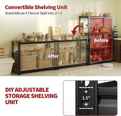 Heavy Duty Garage Storage Shelves, 2400 Lbs Capacity, 4-Tier Adjustable Storage Shelving Unit, 48" L x 24" W x 60" H Metal Shelving Racks for Kitchen Pantry Basement Bathroom Laundry