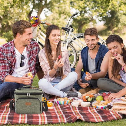 Lifewit Reusable Insulated Lunch Bag, Portable Cooler Freezable Soft Lunchbox Leakproof with Adjustable Shoulder Strap for Men Women Adult for Work Picnic or Travel, 9L 12 Can, Dark Green
