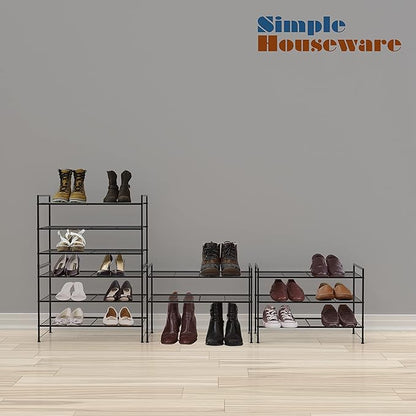 Simple Houseware 3-Tier Stackable Shoes Rack Storage Shelf, Black