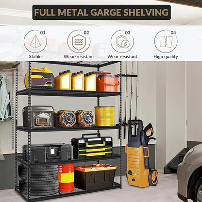 Heavy Duty Storage Shelves 60x24x78 in, 2500Lbs Adjustable Metal Shelving for Garage Organization, Durable Garage Shelving Easy Assemble
