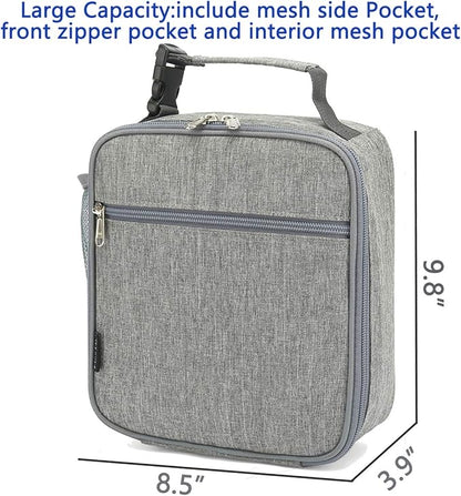 FlowFly Kids Lunch box Insulated Soft Bag Mini Cooler Back to School Thermal Meal Tote Kit for Girls, Boys(Heather Grey)