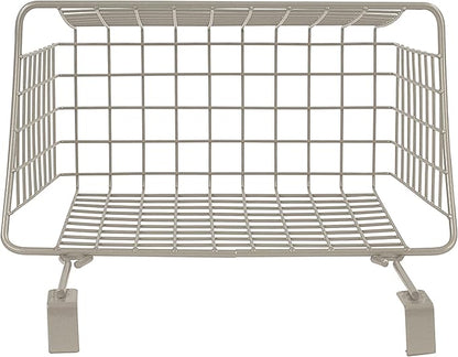 Spectrum Hanging Baskets for Organizing (Large, Satin Nickel) - Grid Over the Cabinet Wire Basket for Kitchen or Bathroom - Door Hanging Storage Organizer for Cleaning Supplies, Washcloths, & Towels