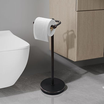Toilet Paper Holder Stand, Post Pivoting Design Free Standing Toilet Paper Holder, SUS304 Stainless Steel Toilet Paper Roll Holder, Heavy Stable Base (Oil Rubbed Bronze)