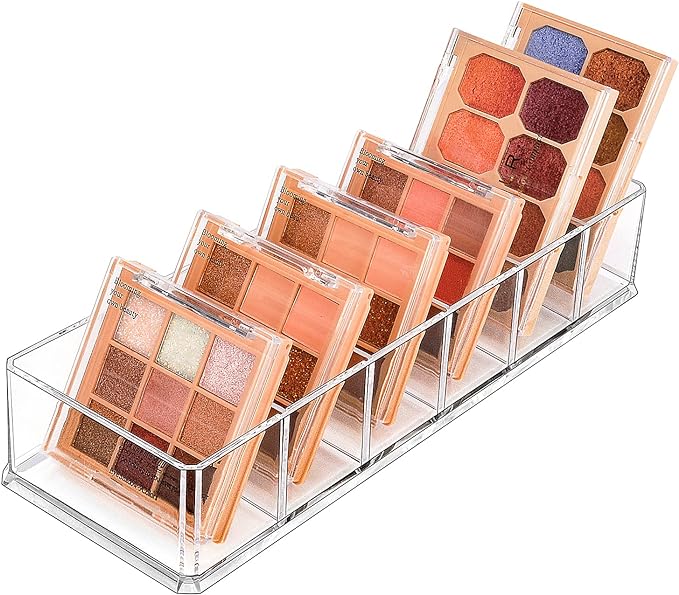 JessLab Acrylic Organizers, Bathroom Organizer for Drawer, Cosmetic Display Cases for Vanity, Countertop, Desk, Kitchen, and Makeup Storage, 6-Section