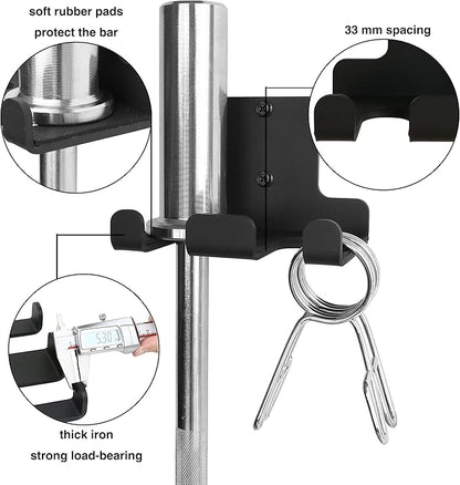 Barbell Rack Barbell Holder Wall Mount Barbell Storage Holder Olympic Bar Hanger for Home, Commercial, Garage Gym