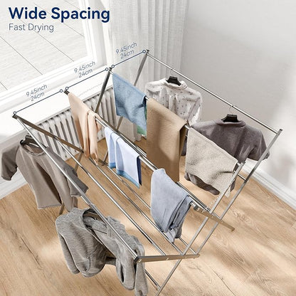 Whitmor Drying Rack Clothing,Large 12 Drying Poles Clothes Drying Rack,Foldable Portable Laundry Drying Rack for Air Drying Clothing,Towel,Delicate Eac for Indoor & Outdoor