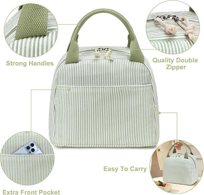 Bluboon Lunch Bag for Women Men Cute Corduroy Lunch Tote Bags Reusable Insulated Lunch Box Large Capacity Reusable Insulated Cooler for Work Picnic or Travel