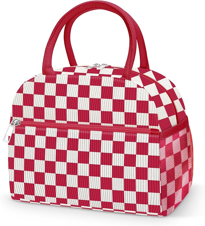 DALINDA Corduroy Lunch Bag Lunch Box for Women Men,Cute Insulated LunchBags,Water-Resistant Cooler Lunch Tote Bag, Reusable LunchBox Large Capacity for Work Travel Picnic