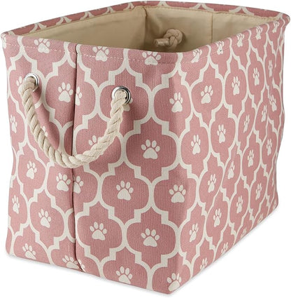 Bone Dry 6192 Pet Storage Collection Lattice Paw Print, Medium Rectangle, Rose