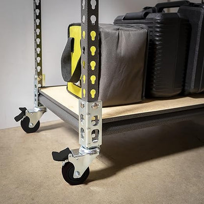4pc - Storage Rack Caster Wheels (Adapts to Boltless Self Locking Shelving Racks) (3" (1500 lb. Max Total Capacity))