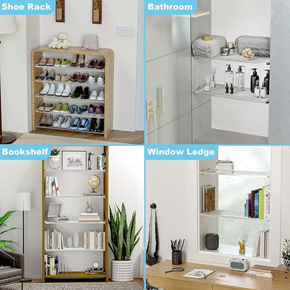 Expandable Closet Organizer Shelves, Adjustable Rod Metal Storage Shelves Divider for Wardrobe Cupboard Kitchen (Silver,11.8" D x 17"-31" W,3PCS)