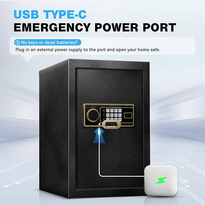 2.2 Cu Ft Safe Box for Home - Steel Lock Box for Office & Home Security, Digital Electronic Keypad, Alarm System & Removable Shelf, Safety Box for Documents Money Jewelry Gun Laptop