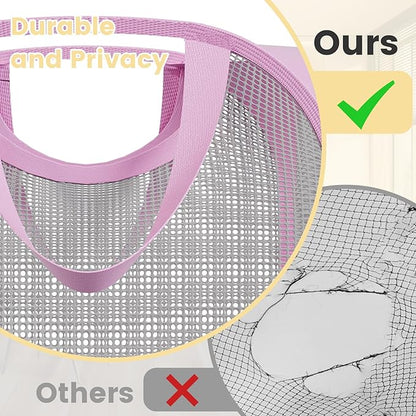 2 Pack Strong Mesh Pop-up Laundry Hamper, Quality Pop Up Hampers for Laundry with Durable Handles Solid Bottom High Carbon Steel Frame, Easy to Open and Fold Flat for Storage(Light Pink)