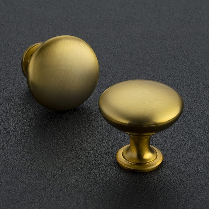 Ravinte 10 Pack Gold Round Zinc Cabinet Brass Knobs for Kitchen Bathroom Closet Dresser Cabinets