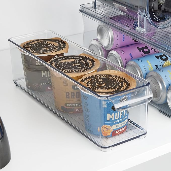 iDesign Stackable Fridge Storage Bin with Handle - Ideal for Fridge and Freezer, Clear, Made in USA