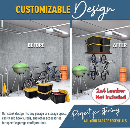 Koova Universal Garage Shelving Kit - Heavy-Duty, Easy Install, Customizable, 600 lbs. Support, Made in USA, Maximize Storage, Reclaim Floor Space