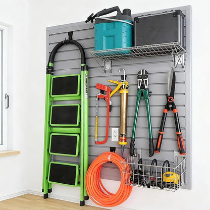 Yuzzy Slat Wall Paneling 4 x 4ft, Garage Slatwall Panel Wall Storage Systems, Heavy Duty PVC Garage Wall Organization (Gray)