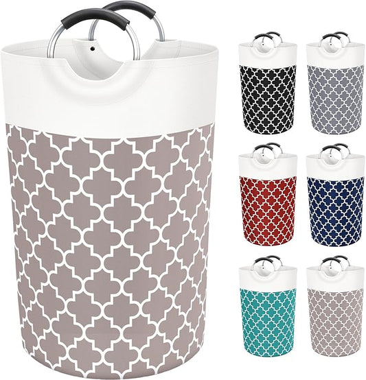 Large Laundry Basket Laundry Hamper Bag Washing Bin Clothes Bag Collapsible Tall With Handles Waterproof Travel Bathroom College Essentials Storage For College Dorm, Family (Khaki)115L