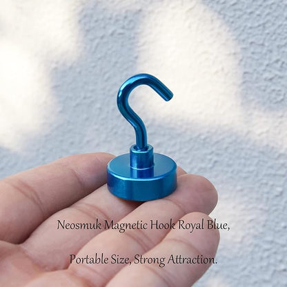 Neosmuk Magnetic Hooks, Heavy Duty 40lb+ Strong Magnet Hook for Cruise Cabins, Cruise Ship Essentials for Hanging, Metal Wall Refrigerator Hangers (Blue, 10 Pack)