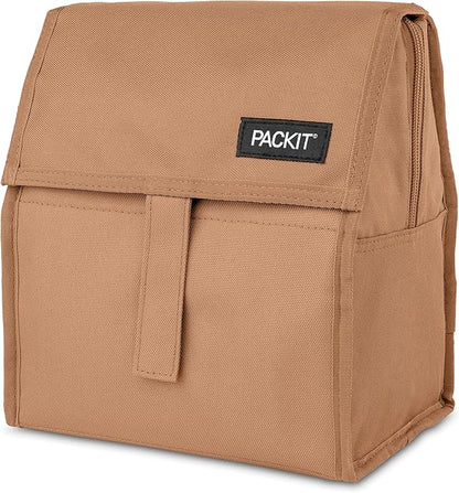 PackIt® Freezable Lunch Bag, Almond, Built with EcoFreeze® Technology, Foldable, Reusable, Zip and Fold Closure with Buckle Handle, Designed for Work Lunches and Fresh Lunch On the Go