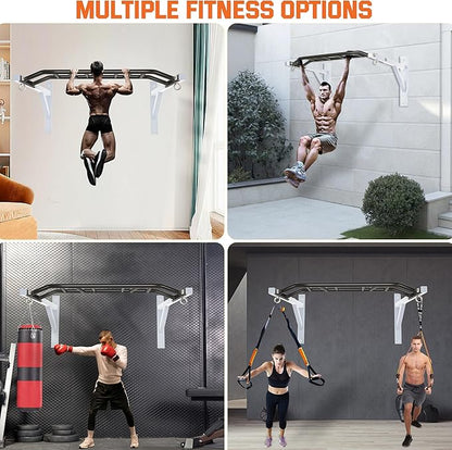 Upgrade Pull Up Bar Wall Mounted,Heavy Duty Multi Grip Chin Up Bar for Strength Training, 600 lbs Capacity, Durable Steel Construction, Perfect for Home and Garage Workouts
