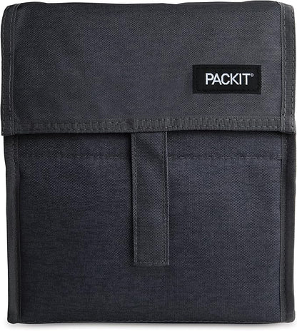 PackIt® Freezable Lunch Bag, City Charcoal, Built with EcoFreeze® Technology, Foldable, Reusable, Zip and Velcro Closure with Buckle Handle, Designed for Work Lunches and Fresh Lunch On the Go