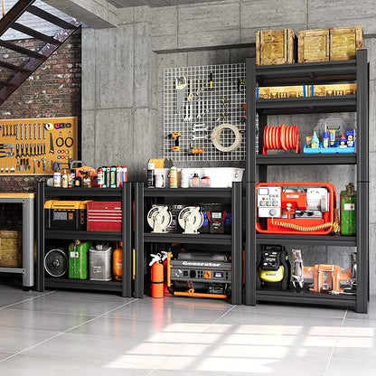 24"W Metal Garage Shelving Unit, Heavy Duty Adjustable Storage Rack, Steel Shelving, Industrial Shelves for Heavy Tools and Equipment, Ideal for Garage, Basement, Black (5-Tier 63"Hx23.6"Wx13.8"D)