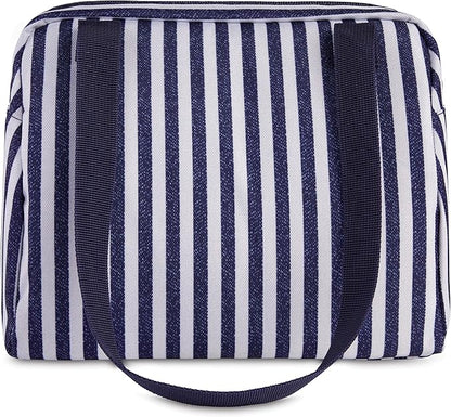 PackIt® Freezable Hampton Lunch Bag, Seaside Stripe, Built with EcoFreeze® Technology, Collapsible, Reusable, Zip Closure with Front Pocket and Shoulder Straps, Designed for Fresh Office Lunches