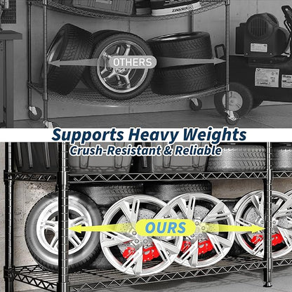4-Tier Metal Storage Shelves, Adjustable Wire Shelving Unit for Garage, Pantry, Basement & Kitchen, Easy Assembly, 59" w x 13.8" d x 59.5" h, 265 Lbs Per Tier