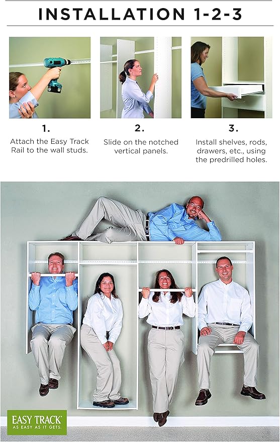 Easy Track PH42-TR Adjustable Corner Tower Clothing Storage Kit Closet Organizer, Truffle