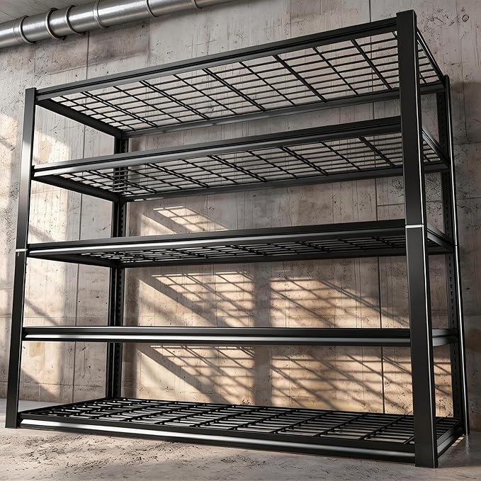 47" W x 24" D Wire Shelving Unit, 5 Tier Heavy Duty Garage Storage Shelves, 2500LBS Capacity, Adjustable Commercial Metal Utility Rack for Garage, Restaurant, 47" W x 24" D x 71.2" H