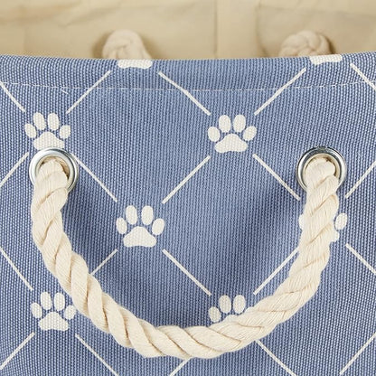 Bone Dry Pet Storage Paw and Bone, Trellis Collection, Small Rectangle, 14x8x9, Stonewash Blue