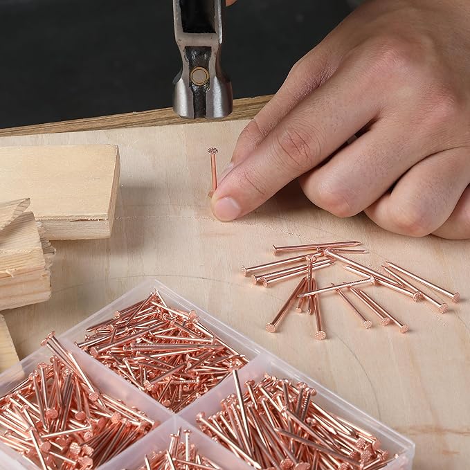 Mr. Pen- Nail Assortment Kit, 600 Pcs, 4 Sizes, Rose Gold, Small Nails for Hanging Pictures, Finishing Nails, Wall Nails for Hanging, Pin Nails, Hardware Nails, Assorted Nails, Galvanized Nails