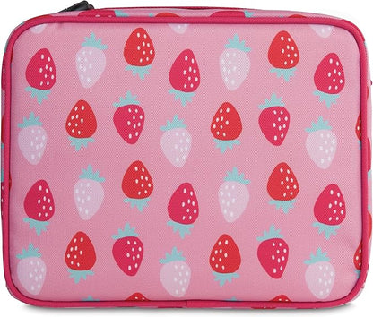 PackItFreezable Classic Lunch Box, Sweet Strawberry, Built with EcoFreezeTechnology,Collapsible, Reusable, Zip Closure With Zip Front Pocket and Buckle Handle, Designed for Fresh Lunch On the Go