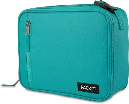 PackIt® Freezable Classic Lunch Box, Teal, Built with EcoFreeze® Technology, Collapsible, Reusable, Zip Closure With Zip Front Pocket and Buckle Handle, Designed for Fresh Lunch On the Go