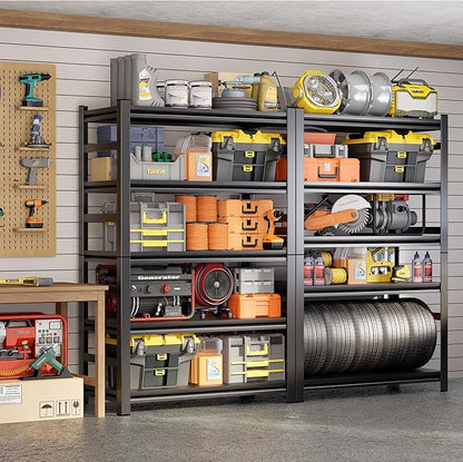 Garage Shelving Unit,Rustproof Heavy Duty Storage Shelves,Adjustable Metal Steel Utility Shelf,Easy Assembly,Garage Storage Organize Rack,for Tools,Basement,Warehouse(5-Tier 72"Hx47.3"Wx23.6"D)