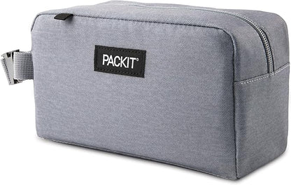 PackIt Freezable Snack Box, Gray Fog, Built with EcoFreeze Technology, Collapsible, Reusable, Zip Closure with Buckle Handle, Designed For Work Snacks, Fresh Snacks On the Go, Adults, and All Ages