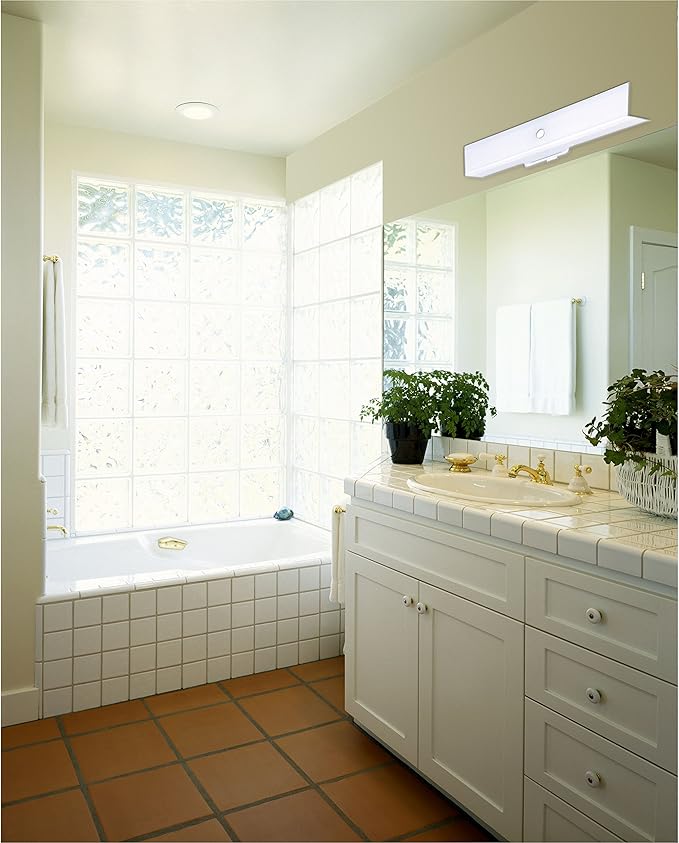 6640300 Two-Light Interior Wall Fixture with Ground Convenience Outlet, White Finish Base with White Ceramic Glass